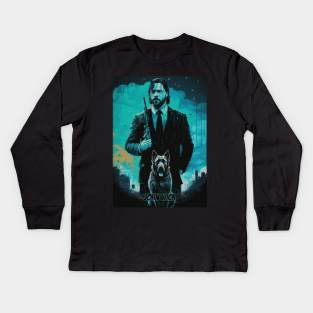 John Wick illustration Kids Long Sleeve T-Shirt